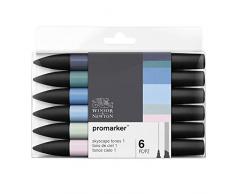 Winsor & Newton - Set de Rotuladores ProMarker, 6 Unidades, Tonos Cielo 1