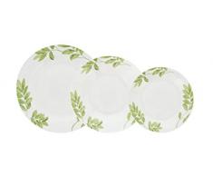 Quid Senda Vajilla de porcelana para 6 personas, 18 piezas, Blanca con ala decorada,