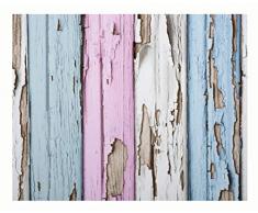 Diseño Pintado 120 x 53 cm madera suelo Shabby Azul/Rosa