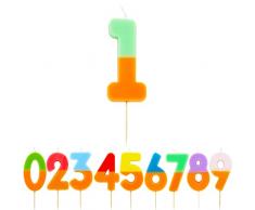 Talking Tables Vela con el número 1 naranja y verde para tartas | Decoración colorida para tartas de cumpleaños para niños 1ª fiesta, 18ª, 21ª, niños, niñas, aniversario, hito