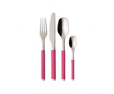 Villeroy & Boch S+ Berry Fantasy Cubertería para hasta 6 Personas, 24 piezas, Acero inoxidable, Mangos de silicona rosa
