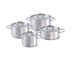 Fissler berlin / Juego de ollas con tapadera de acero inoxidables, 4 piezas (3 ollas de cocción de à 16 cm, à 20 cm y à 24 cm, y 1 rustidera de à 20 cm), apto para inducción