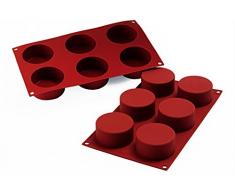 SF127 Molde de Silicona con 6 Cavidades con Forma de Cilindro, Color Terracota