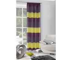 Eurofirany Zas Erin/FIOL + Zi/T Cortina de Erin, diseño de Estampado a Rayas con Fruncido, 140 x 250 cm, Violeta/Verde
