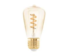 EGLO LED E27 regulable, LED en espiral, bombilla vintage ámbar para iluminación retro, 4 vatios (equivalente a 15 vatios), 145 lúmenes, blanco cálido, 2000k, foco Edison ST48, à 4,8 cm