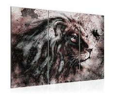 Imagen africana de león 120 x 80 cm â 3 piezas de fieltro â Lienzo XXL formato pared imágenes salón decoración impresiones artÃsticas rosa gris â Fabricado en Alemania â listo para colgar 002231b