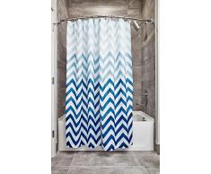 InterDesign Ombre Chevron Cortina de baño textil | Cortina para baño de fácil cuidado de 183 cm x 183 cm | Cortina de ducha o bañera con diseño en zigzag| Poliéster azul