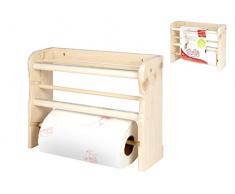 HOME Estante 3Â Rollos Cocina, Madera Claro, 34Â x 11Â x 26Â cm