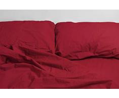 Max Color CLMXBORDEAUX2P Juego Ropa de Cama Plana 250x300, Plancha instalada 170x200cm+2 Fundas 52x82cm, Burdeos, 100 % Algodón, Doble