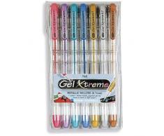 Yasutomo Gel Xtreme - Lote de 7 bolígrafos de Tinta líquida (0,7 mm), Color Metalizado