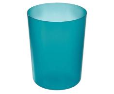 iDesign Cubo de basura, papelera pequeña y redonda de plástico resistente con diseño moderno, versátil bote de basura para baño, despacho, cocina y otras salas, azul