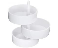 AmazonBasics - Organizador de almacenaje de joyas con bandejas giratorias en 3 niveles - Blanco