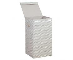 InterDesign Axis Cesta de lavanderÃa con tapa, bolsa de ropa sucia de polipropileno con asas y con diseño de zigzag, gris topo/crudo