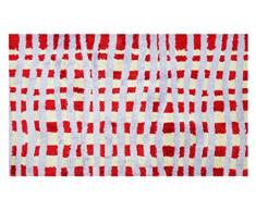 LifeStyle-Mat Fussmatte, 67x110cm, waschbar und rutschfest, in Mehreren GröÃen, Kariert Rot Flieder Alfombra de Pasillo, Microfibra, Rojo/Beige/Lila