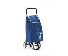 Gimi Twin - Carro de la compra, con 4 ruedas, bolsa impermeable de poliéster, capacidad de 56 litros, azul, 40 x 53 x 92 cm