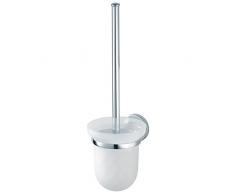 Haceka Aspen Chrome Escobillero W.C. + Soporte, Metal, Gris, 17.68x14.82x46.93 cm