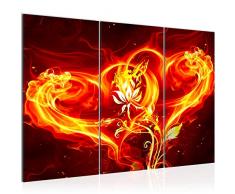 102231a - Cuadro de pared (120 x 80 cm, lienzo XXL, 3 piezas, fabricado en Alemania, listo para colgar), diseÃ±o de corazÃ³n y flores