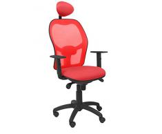Piqueras Y Crespo (PIQU7) Silla Jorquera Malla roja Asiento Bali Rojo con cabecero Fijo Oficina, Talla unica