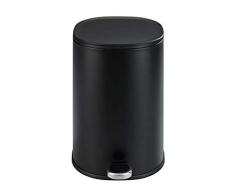 WENKO Cubo de pedal para cosmética Nant Easy Close negro mate 5 l - Cubo de cosmética, cubo de basura con dispositivo automático de descenso Capacidad: 5 l, Metal, 20.5 x 30 x 27.3 cm, Negro