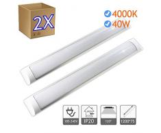 JANDEI - 2X Regleta LED, 36W 120cm, Luz Neutra 4000K, Protección IP20 Para Interior, Equivalente A 2 Tubos Fluorescentes 3600 Lúmenes