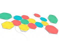 Nanoleaf Shapes Hexagon Starter Kit, 15 Hexágonos Luminosos LED RGBW - Apliques de Pared Interior Modulares, Luces Led Inteligentes 16M Colores WiFi, Compatible con Alexa, para Decoración y Gaming