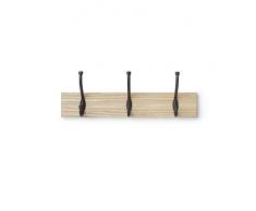 AmazonBasics - Perchero de madera de pared, 3 ganchos estándar 34 cm, Natural