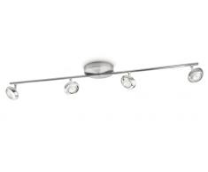 Philips myLiving Sepia - Barra de focos, LED, 4 luces, IP20, luz blanca cálida, 15000 h, color gris