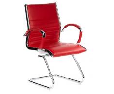 hjh OFFICE 660535 silla de confidente PARMA V cuero rojo, cuero real, alumino cormado, estable, con apoyabrazos, buen acolchado, alta gama, silla visitante