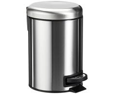 Wenko 22702100 Leman papelera de acero inoxidable con pedal (3L mate 17 x 22,5 x 25 cm