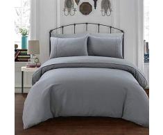 Sleepdown Waffle Grey Juego de Cama con diseño Tipo «gofre», Algodón, Gris, Suelto