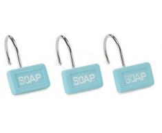 Sealskin Soap - Anillas para Cortina de Ducha (12 Unidades), diseño de Pastilla de jabón, Color Azul