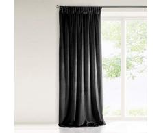 Eurofirany â Cortinas de Terciopelo, Color Negro, Cinta fruncidora, Elegante, Lisa, Suave, para salÃ³n, Dormitorio, salÃ³n, poliÃ©ster, 140 x 270 cm