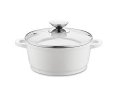 Berndes Vario Click Induction - Olla de cerámica con Tapa de Cristal para inducción (20 cm, 2,3 litros), Color Blanco