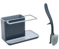 Joseph Joseph Caddy - Organizador Limpieza Cocina - Gris + Edge - Cepillo Para Fregar Con Gancho Soporte - Gris