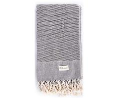 Bersuse 100% AlgodÃ³n - Ventura Toalla Turca - Fouta Peshtemal Toallas de BaÃ±o Grandes - Oeko-Tex - 95 x 175 cm, Negro