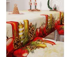 PETTI Artigiani Italiani - Mantel navideÃ±o Antimanchas, Rectangular, Mantel navideÃ±o, diseÃ±o de Velas, 12 plazas (140 x 240 cm), 100% Fabricado en Italia, TOVCDN-CANDELE-240