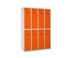 SimonRack SIMONLOCKER Prof. Mon. Tandem 4/8 300 (1200) GR/NA Taquilla Metalica, Gris/Naranja, Grande