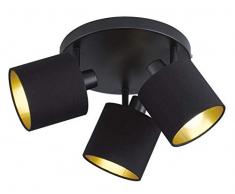 Reality Leuchten Tommy Lámpara de Techo, Nickel Matt/Schwarz/Goldfarbig