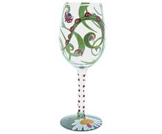 Lolita 6001626 Copa de Vino Diseño Mariquita, Vidrio, Multicolor