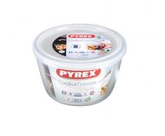 Pyrex Cook&Freeze Recipiente Redondo con Tapa, 12cm-0,6L, Vidrio borosilicato Extra Resistente, Apto para Horno