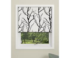 Estor Debel Enrollable Opaco, Modelo Tree, 100 x 175 cm, 100 % poliéster, con Barra Inferior de Aluminio, Color Negro y Gris, Tela, Negro/Blanco, 60 x 175 cm