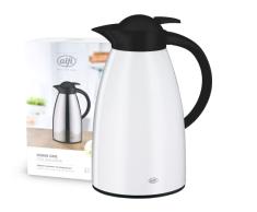 alfi Signo One 1,0l, Coconut White Mat, Jarra Aislante de Acero Inoxidable con inserciÃ³n de Vidrio Duro, tapÃ³n de Rosca con cÃ³modo pulsador, Cuerpo de Acero Inoxidable Pintado, para cafÃ© o tÃ©