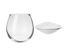 Villeroy & Boch - EntrÃ©e vaso de agua, set de 4 unidades, 570 ml, vidrio de cristal, transparente & Dune Vapiano Set de Cuencos para Pasta, Porcelana Premium, Blanco, 2-tlg, 2