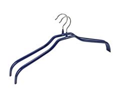 WENKO Percha Slim 41 2 unidades - juego de 2 piezas de gancho para ropa, recubrimiento antideslizante, Metal cromado, 42 x 19 x 1 cm, Cromo brillante