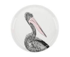 Maxwell & Williams Marini Ferlazzo Birds Plato Auxiliar Decorativo con PelÃcano Australiano de Porcelana Fina, 20 cm â Blanco