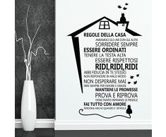 WALPLUS Pared Pegatinas Las Reglas de la casaÂ âÂ Italiano extraÃ­ble Adhesivo Pared Mural Arte casa salÃ³n Cocina Oficina decoraciÃ³n Restaurante Cafe Hotel decoraciÃ³n, Negro