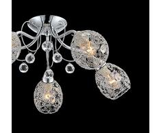 Iluminación de techo cristal Luz de techo malla Cromo Globo 56689-5