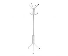 Versa 19840150 Perchero de pie Blanco, 176x50x50cm, Metal, 8 colgadores