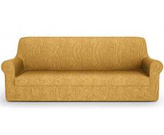 PETTI Artigiani Italiani Sofa, Funda Elástica para Sofá, Tejido Jacquard, 100% Made in Italy, Tela, Oro, 4 Plazas (170 a 280 cm)
