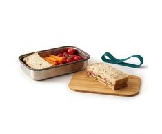 black + blum Caja para sÃ¡ndwiches de Acero Inoxidable, Color Negro y Azul, Acero Inoxidable, Ocean, 22.3 x 15 x 5.2 cm